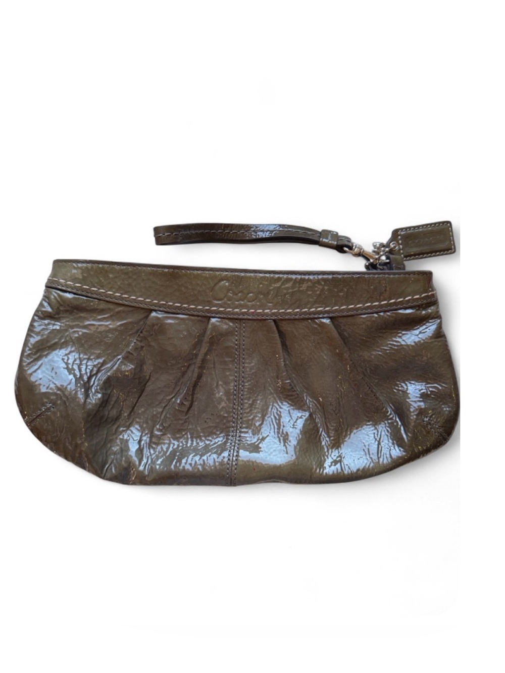 Coach Gray Patent Leather Wristlet Clutch